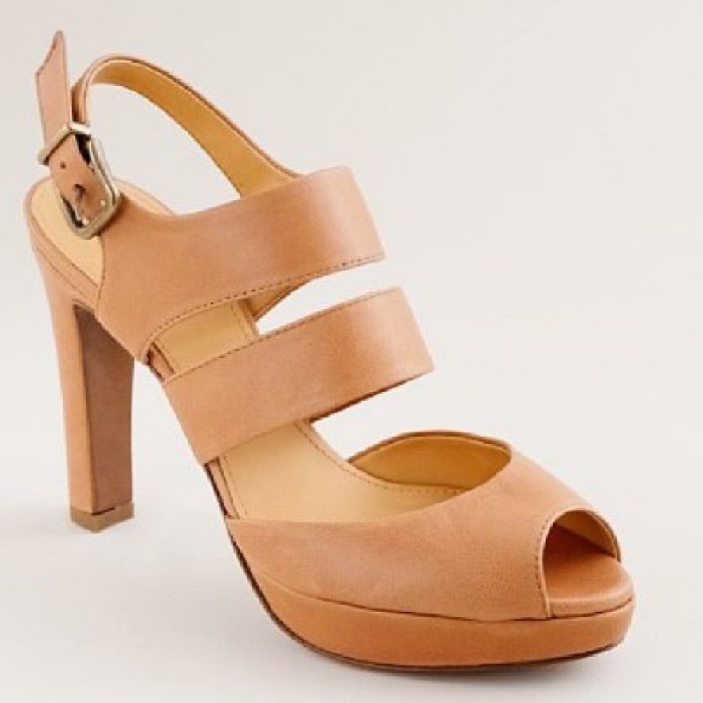 Jcrew Collins leather platform peep toes size 6
